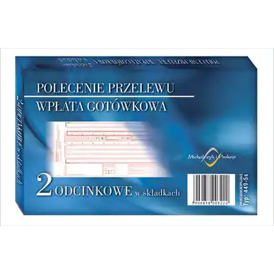 Polecenie przelewu-wpłata gotówkowa 2 odcinkowe w składkach