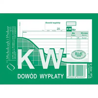 KW Dowód wypłaty A6 wielokopia