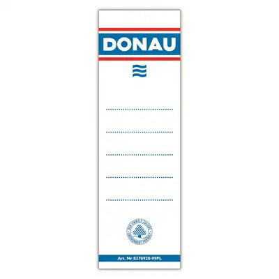 Etykieta do segregatora o grzbiecie 75mm Donau wsuwana - 20 sztuk