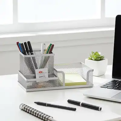Organizer na biurko metalowy 3 komory Q-Connect srebrny
