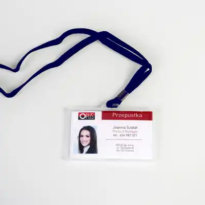 Identyfikator Opus O.badge holder z taśmą niebieską