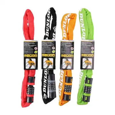 Zapięcie do roweru łańcuch na szyfr czerwone Dunlop