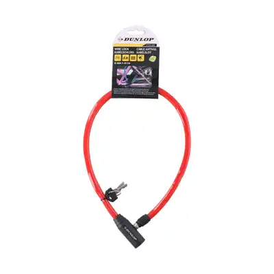 Zapięcie antykradzieżowe na linkę do roweru czerwone Dunlop