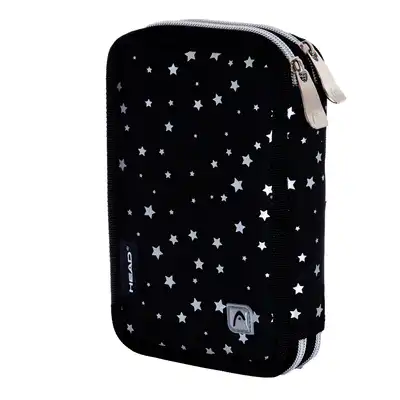 Piórnik bez wyposażenia podwójny Head Glitter Effect Silve