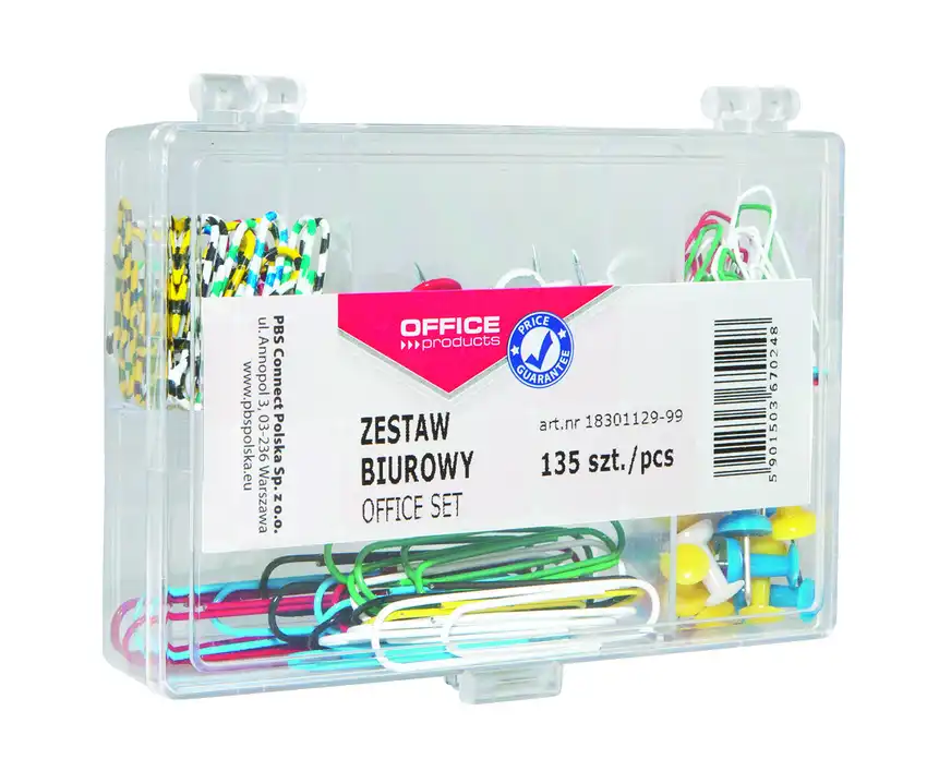 Zestaw biurowy pinezki i spinacze 135 sztuk Office Products