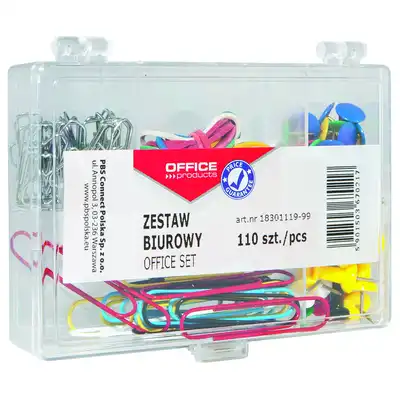 Zestaw biurowy pinezki gumki spinacze 110 sztuk Office Products