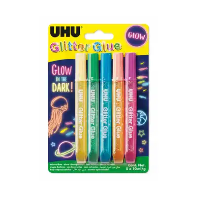 Klej brokatowy świecący w ciemności UHU 10ml 5 kolorów