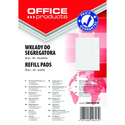 Wkład do segregatora A4 w kratkę 50 kartek kolorowy Office Products