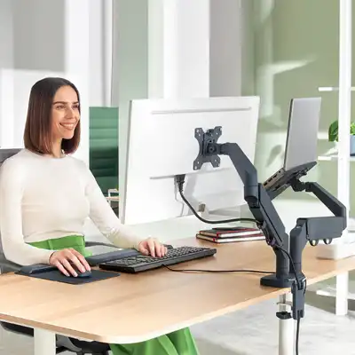 Ramię do monitora i laptopa podwójne Leitz Ergo ciemnoszare