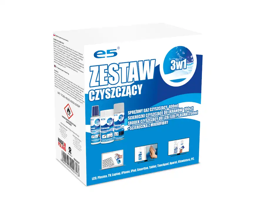 Zestaw czyszczący Itseptic chusteczki do LCD sprężone powietrze płyn ze ściereczką