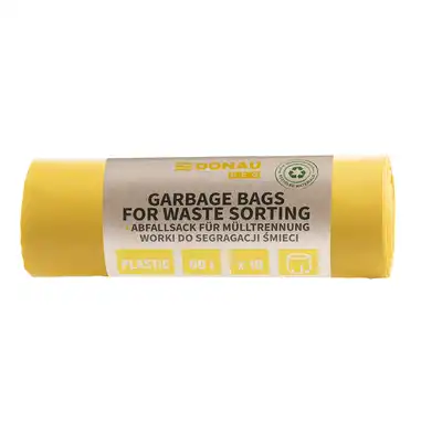 Worki na śmieci do segregacji plastiku Donau Eco 60l żółte