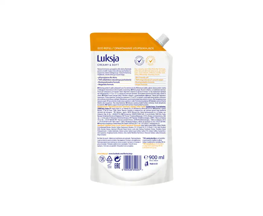 Mydło w płynie kremowe Luksja jaśmin zapas 900ml