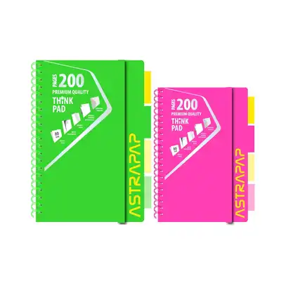 Kołozeszyt z zakładkami B5 100 kartek kratka Astrapap Neon Line