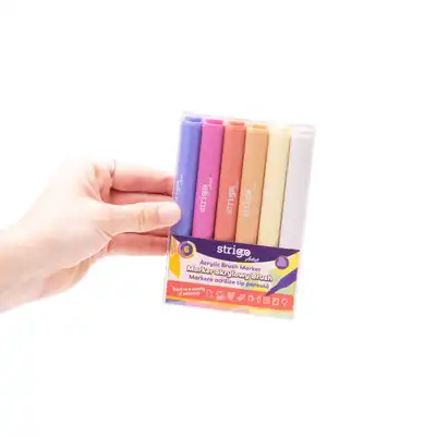 Marker akrylowy trójkątny Strigo brush 6 kolorów zestaw 2