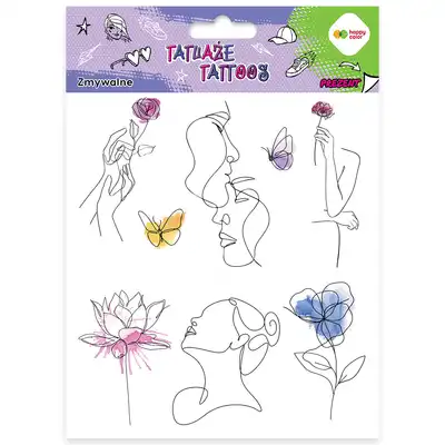 Tatuaż zmywalny Lineart Aquarella Happy Color