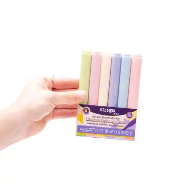 Marker akrylowy trójkątny Strigo brush 6 kolorów zestaw 1