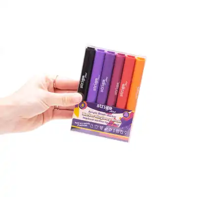 Marker akrylowy trójkątny Strigo brush 6 kolorów zestaw 7