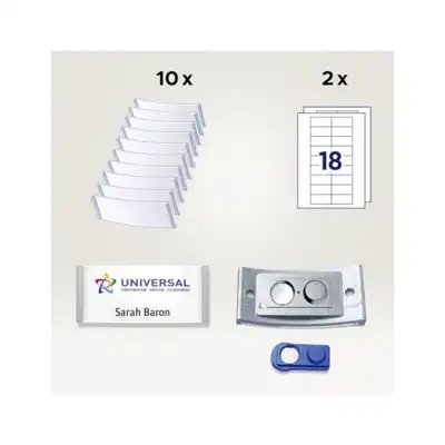 Identyfikator z magnesem stalowy 70x30 + 36 wkłady