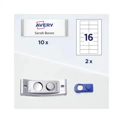 Identyfikator z magnesem stalowy 80x34 + 32 wkłady