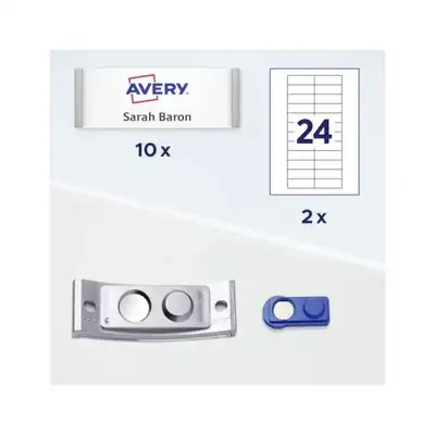 Identyfikator z magnesem stalowy 66x22 + 48 wkłady