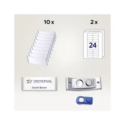 Identyfikator z magnesem stalowy 66x22 + 48 wkłady