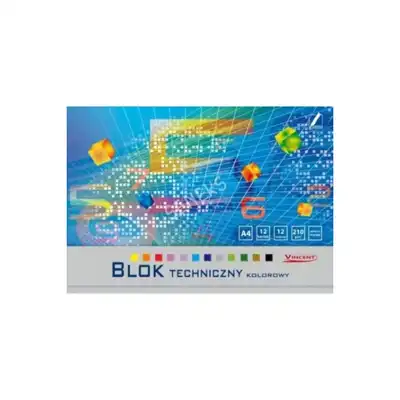 Blok techniczny kolorowy A4 12 kartek Kreska 210g