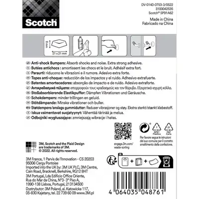 Odbojniki wygłuszające samoprzylepne Scotch 21x21mm przezroczyste