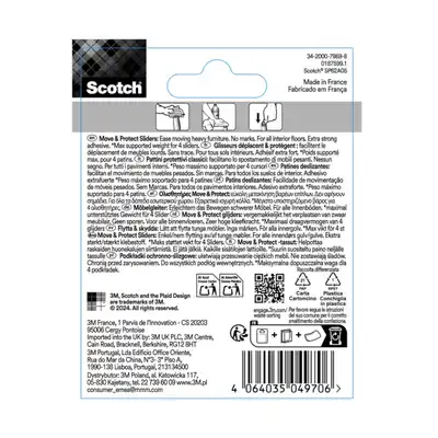 Podkładki ochronno-ślizgowe samoprzylepne Scotch 19mm szare