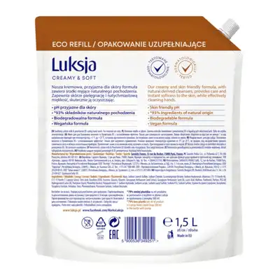Mydło w płynie kremowe Luksja bawełna zapas 1500ml