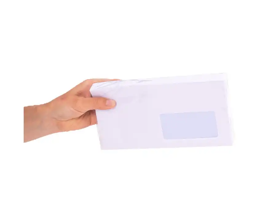 Koperty DL (110x220 mm) białe SK okno prawe - 50 sztuk