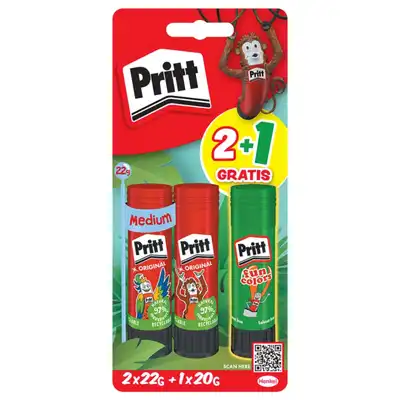 Klej w sztyfcie Pritt 22g neonowy 2 sztuki + 1 sztuka 20g gratis