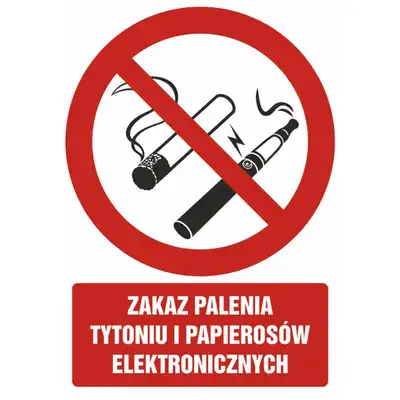 Znak TDC Zakaz palenia tytoniu i papierosów elektronicznych
