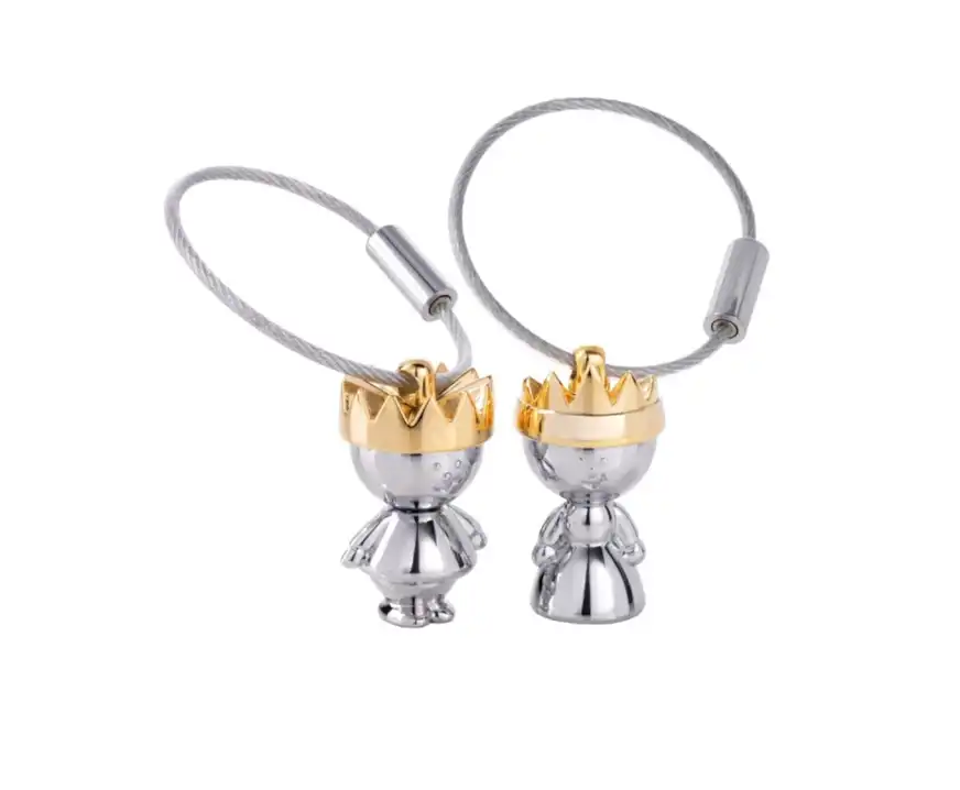 Brelok metalowy chromowany TROIKA Little King &amp; Little Queen