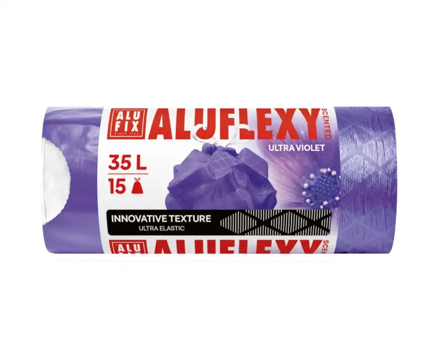 Worki na śmieci ALUFIX Aluflexy LDPE 35 litrów fioletowe zapachowe