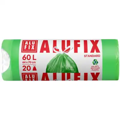 Worki na śmieci ALUFIX HDPE 60 litrów zielone