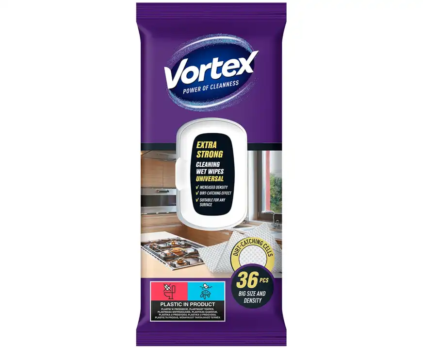 Chusteczki nawilżane uniwersalne extra strong VORTEX 36 sztuk