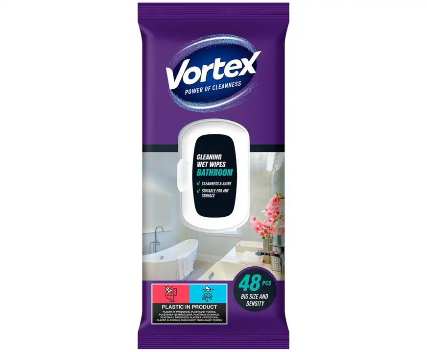 Chusteczki nawilżane do łazienek VORTEX 48 sztuk