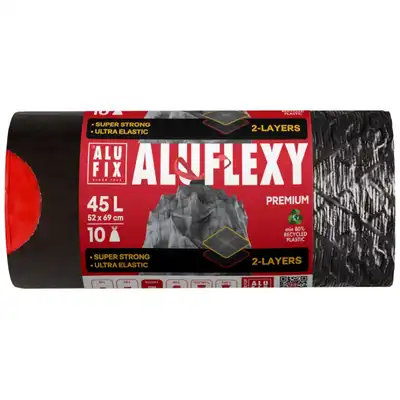Worki na śmieci z taśmą ALUFIX Aluflexy LDPE 45 litrów stalowe