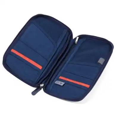 Etui na dokumenty na suwak TROIKA Safe Flight niebieskie
