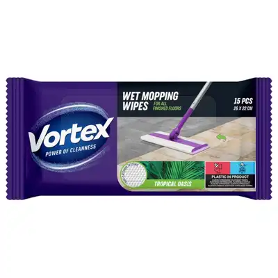 Chusteczki do mopowania podłóg na mokro VORTEX tropikalna oaza 15 sztuk
