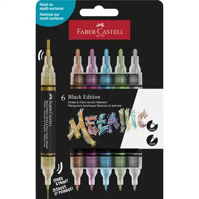 Marker akrylowy Shake&amp;Paint Faber Castell metaliczne 6 kolorów