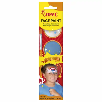 Farby do twarzy Jovi Adventure z pędzelkiem i gąbką 3x8ml