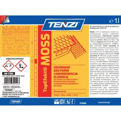 Preparat biobójczy do usuwania grzybów, mchów, glonów Tenzi Topefekt Moss 1l