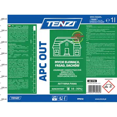 Koncentrat do mycia fasad, elewacji, tarasów Tenzi Apc Out 1l