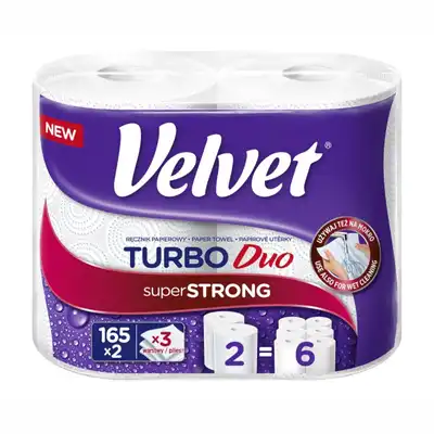 Ręczniki papierowe w roli celulozowe Velvet Turbo Duo 3 warstwowe