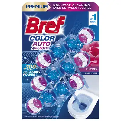 Kulki myjąco-zapachowe do toalet Bref Color Auto Active Flower 3x50g