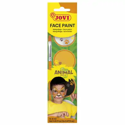 Farby do twarzy Jovi Animal z pędzelkiem i gąbką 3x8ml