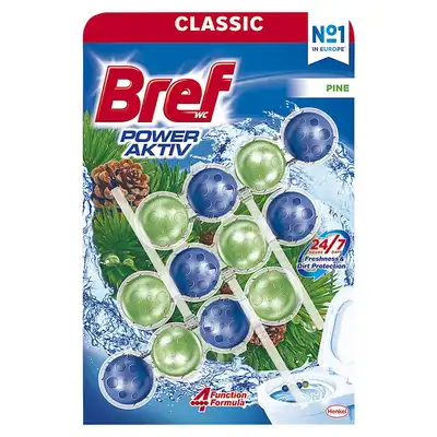 Kulki myjąco-zapachowe do toalet Bref Power Aktiv Pine 3x50g