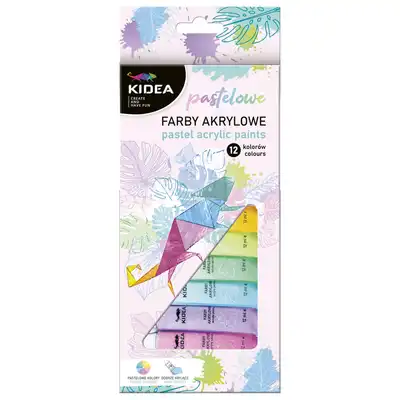 Farby akrylowe pastelowe Kidea 12 kolorów