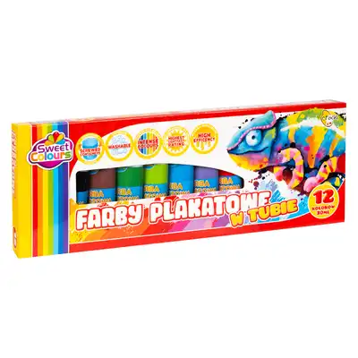 Farby plakatowe w tubie Sweet Colours 12 kolorów